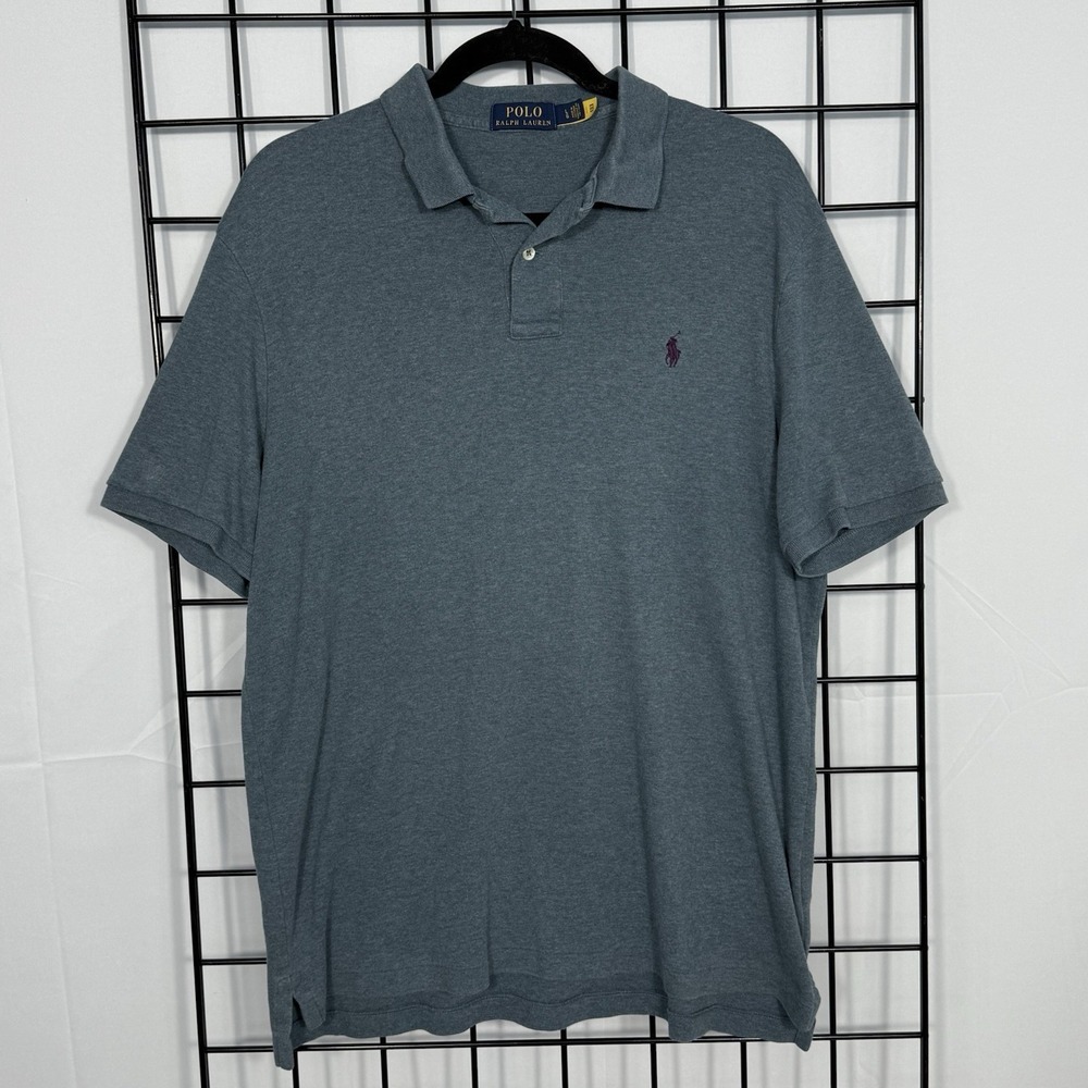 Polo Ralph Lauren Golf Shirt Mens L Dusty Blue Preppy Coastal Athletic Casual